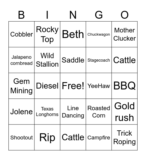 Skyland Bingo Card