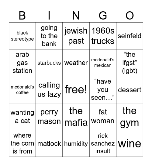 grandpa seifert Bingo Card