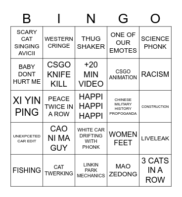 UNIBOMBER= INSTANT BINGO Card