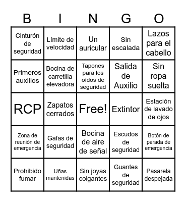 Bingo de Seguridad Bingo Card