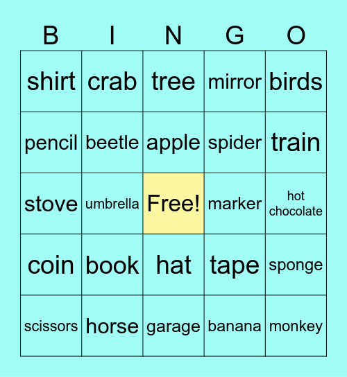 Feature Function Class Bingo Card