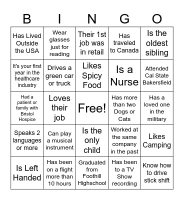 Ice Breaker Bingo Card