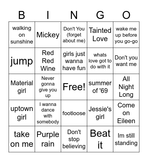 Music Bingo Card