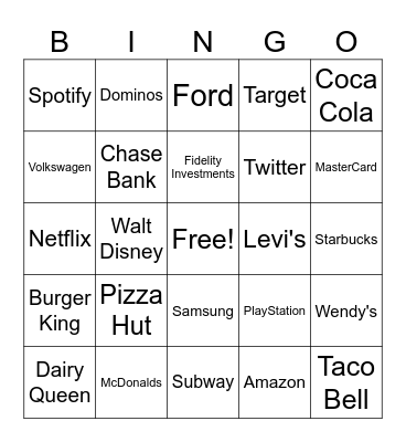 Logo Bingo Words Bingo Card