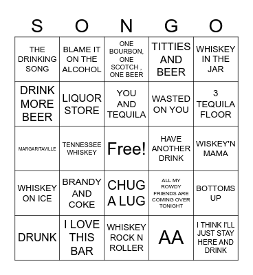 LETS HAVE A DRINK Bingo Card