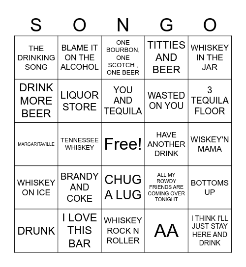 LETS HAVE A DRINK Bingo Card