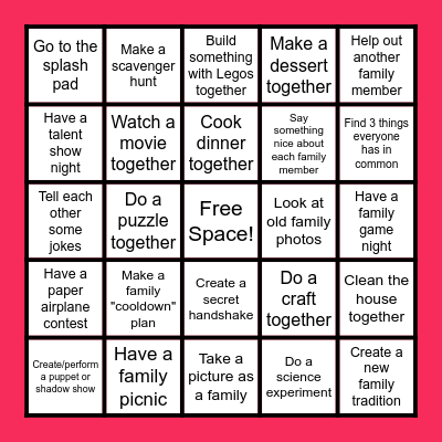 Family Bingo Card