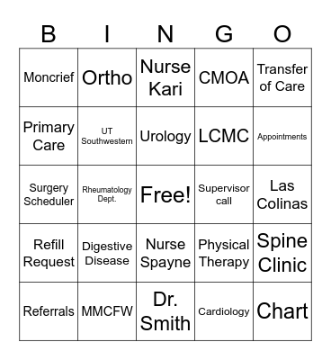 Latoya'S Team Bingo Card