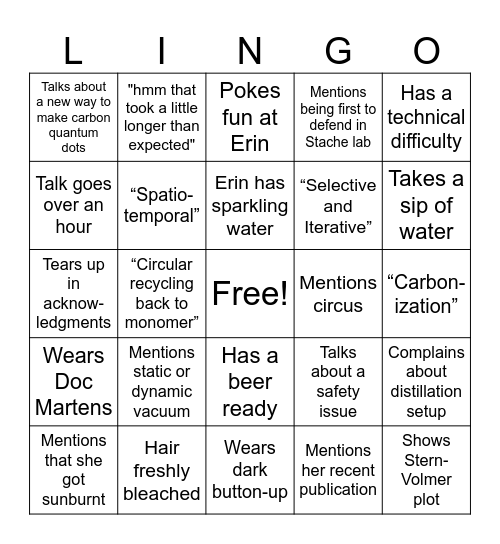 Liat's B-Exam Bingo Card