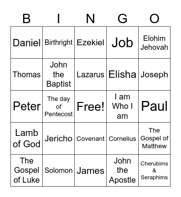 Bible Bingo! Bingo Card