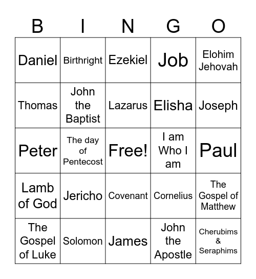 Bible Bingo! Bingo Card