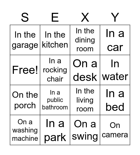 Naughty Bingo Card