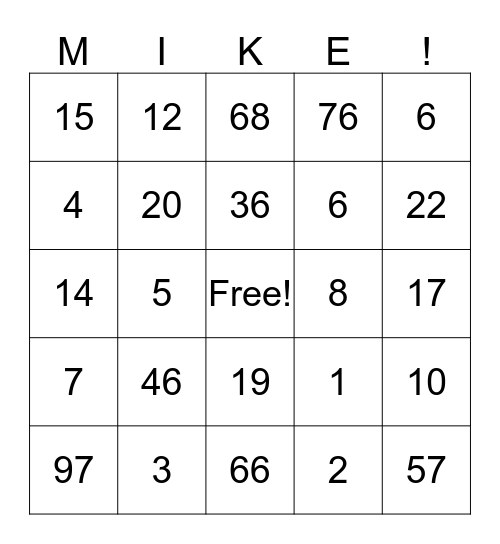 Birthday Bingo Card