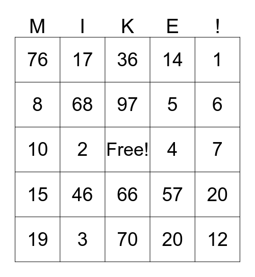 Birthday Bingo Card