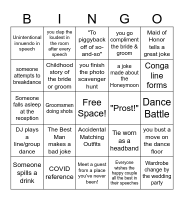 Hayden & Kelly 2023 Bingo Card