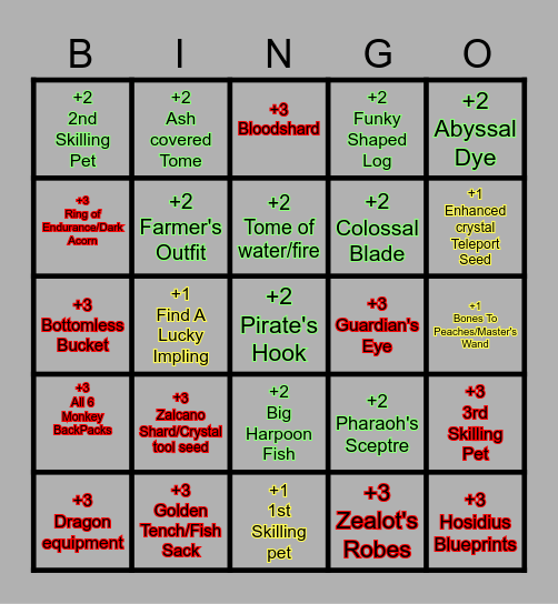 Skilling Bingo Card