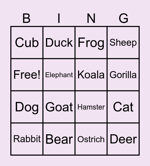 Species Bingo! Bingo Card