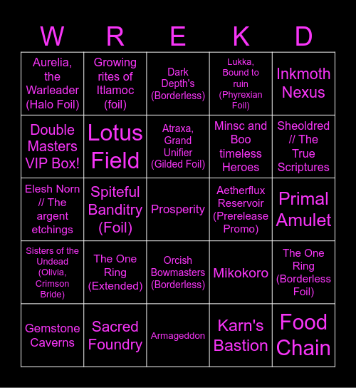 Wreck my pullbox! Bingo Card