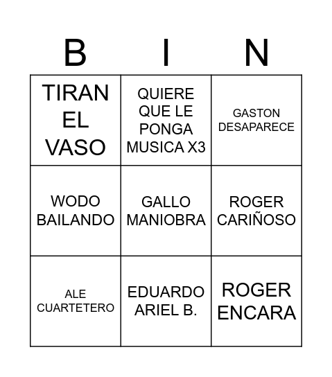 UVINGO Bingo Card