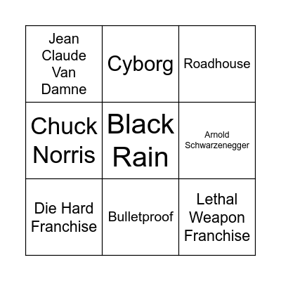 80’s Action Marathon Bingo Card