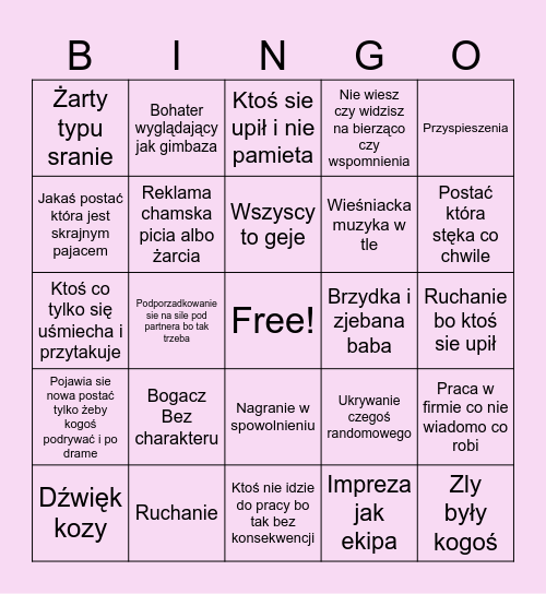 Dramy Bingo Card