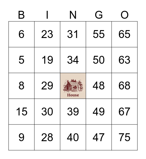 Covington House BINGO Card