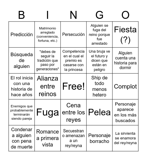 Inicio del rol xd Bingo Card