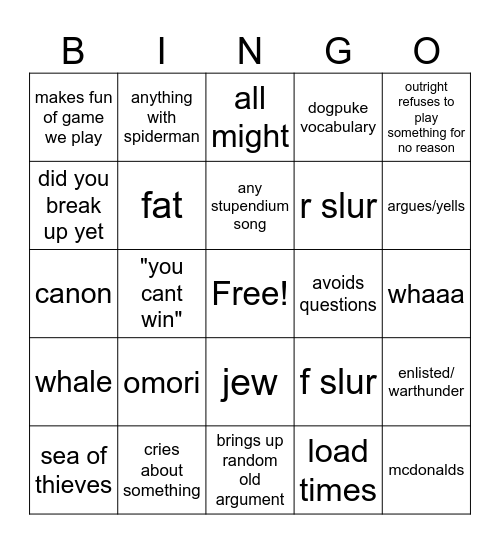 Mason Bingoooo!!!! Bingo Card