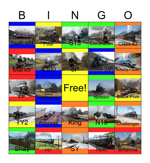 The Definitive Steam Train Bingo Card