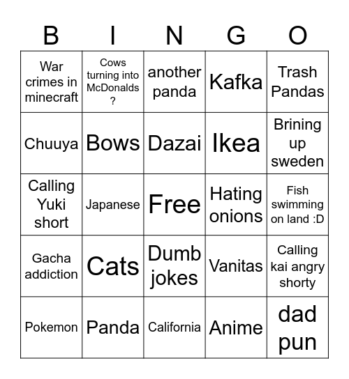 BINGO :D Bingo Card