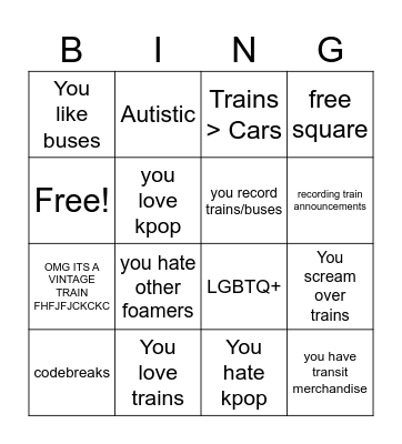 Foamer Bingo by Sylveonkpopnyct Bingo Card