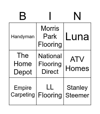 Flooring Bingo Card