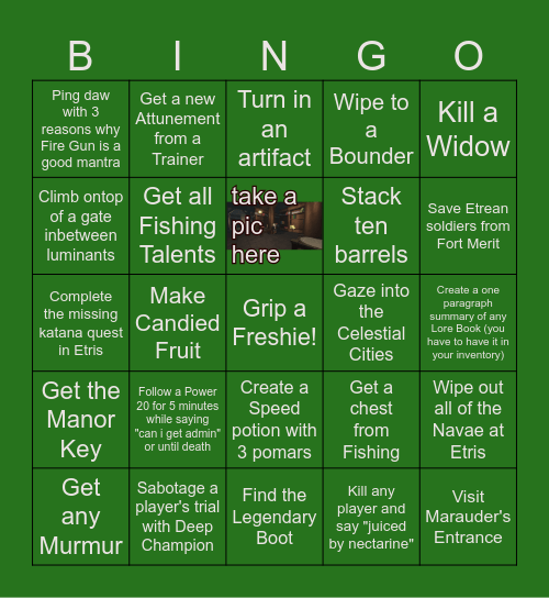 Deepwoken Bingo Card