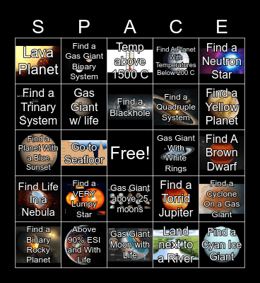 Space Engine Places Bingo Card