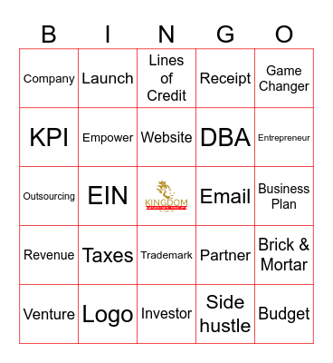 Kingdom Wall Street Bingo Card