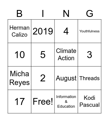 CYLI Bingo Card