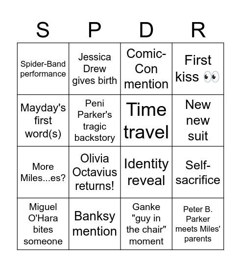 Beyond the Spider-Verse Bingo Card