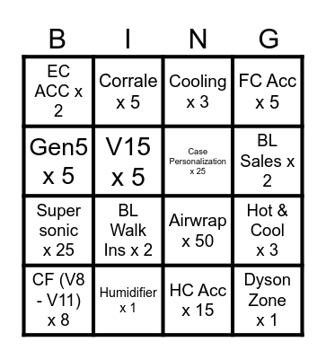 Oxford Street Bingo Card