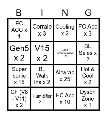 Oxford Street Bingo Card