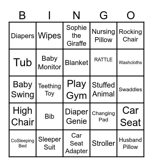 Tricia's Baby Shower Bingo Card