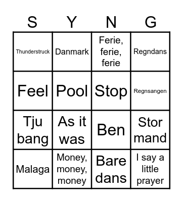 Musikkens Sommerbanko 2023 Bingo Card