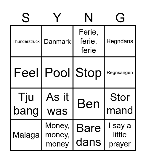 Musikkens Sommerbanko 2023 Bingo Card