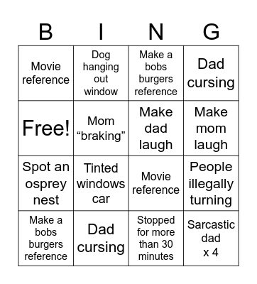 Ocean City Trip Bingo Card