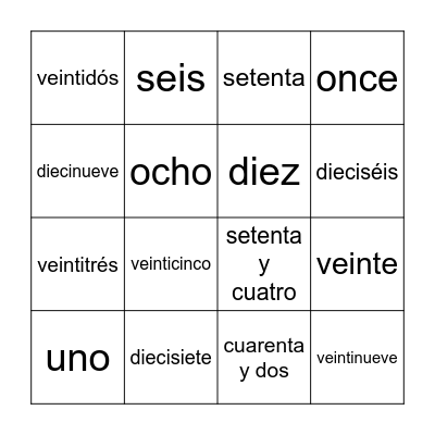 Bingo de Números Bingo Card