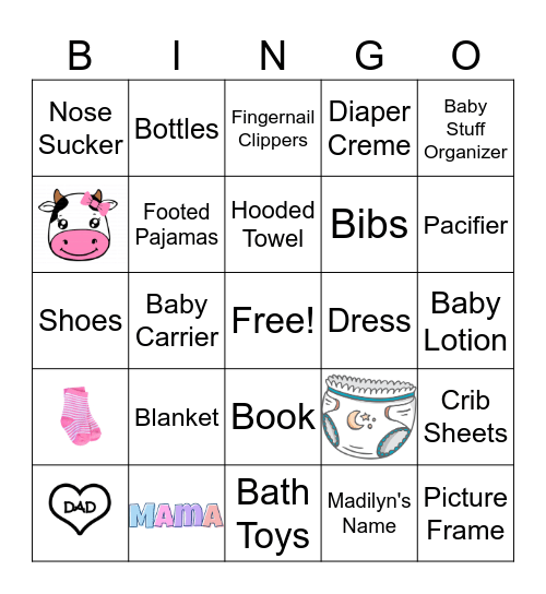 Baby Shower Gift Bingo Card