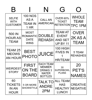 FIELD Bingo Card