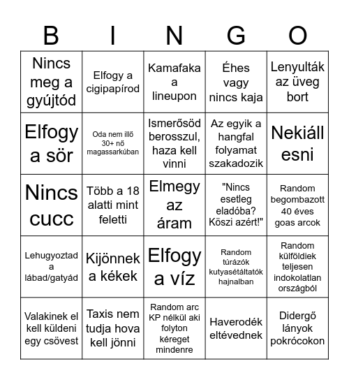 Illegál rave bingo Card
