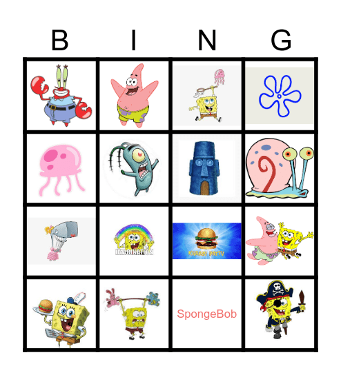 Sponge Bob Bingo Card