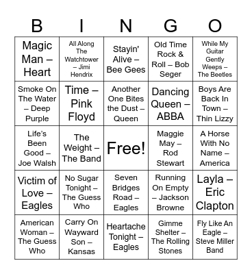 List B Bingo Card