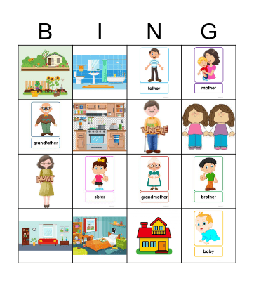 Family and House Bingo Card